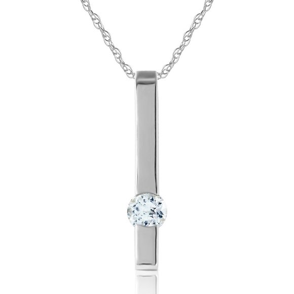14K. SOLID GOLD NECKLACE WITH NATURAL AQUAMARINE